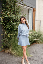 Put On A Show Blue Mini Sweater Skirt - final sale