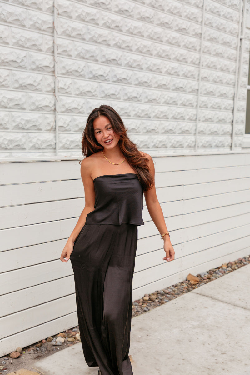 Baby Please Come Home Strapless Satin Top - final sale