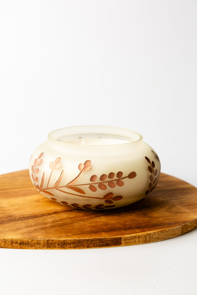 Cypress & Fir - 14oz Frosted White & Copper Branch Candle