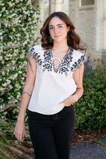 Love Again Embroidered Top White