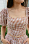 Lola Checked Cropped Blouse