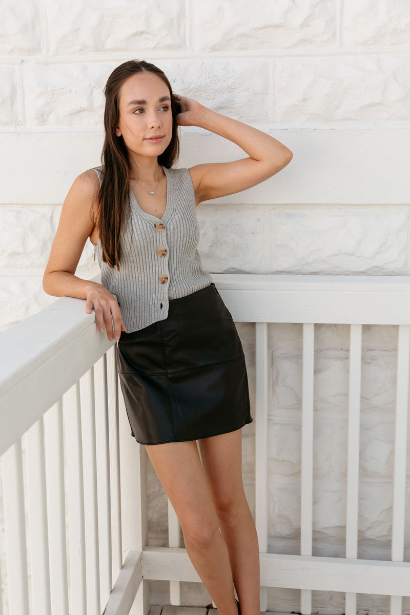 More To Life Faux Leather Mini Skirt