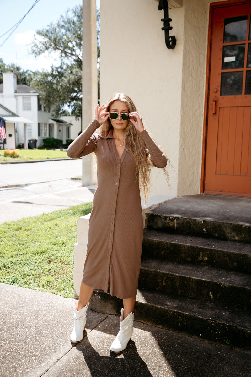 Ruby Long Sleeve Button Up Dress