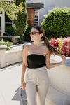 In The Moment Black Ruched Tube Top
