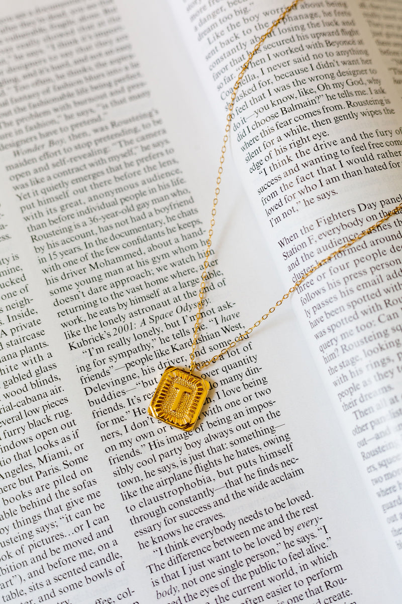 Gold Rectangle Initial Necklace - final sale